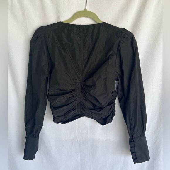 Zara Scrunchy Crop Top Long Sleeves Puffy Black size M - Picture 3 of 9